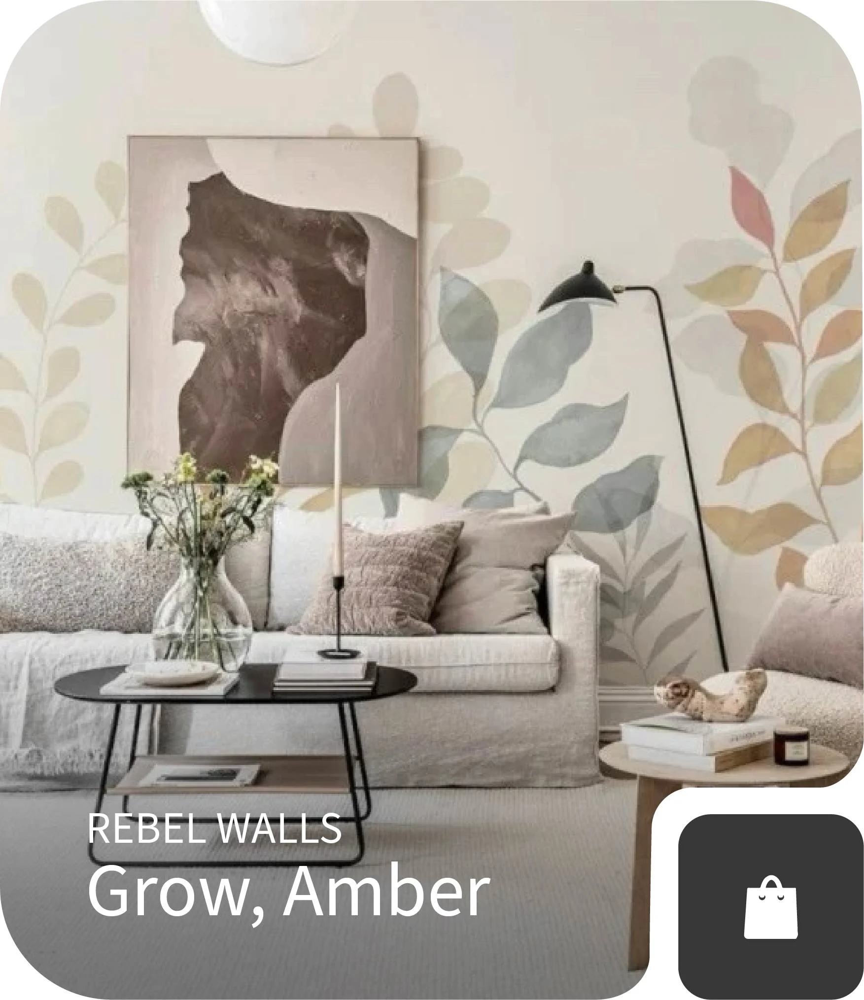 A Stunning LIving Room Makeover with Natural Mural Wallpaper